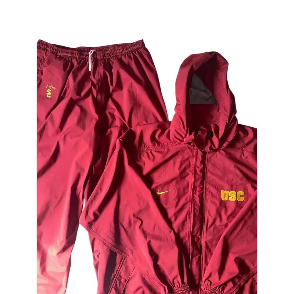 Vtg Nike Team Issued NCAA USC Trojans Warmup Jacket & Wind Pants Dugout Y2K XXL